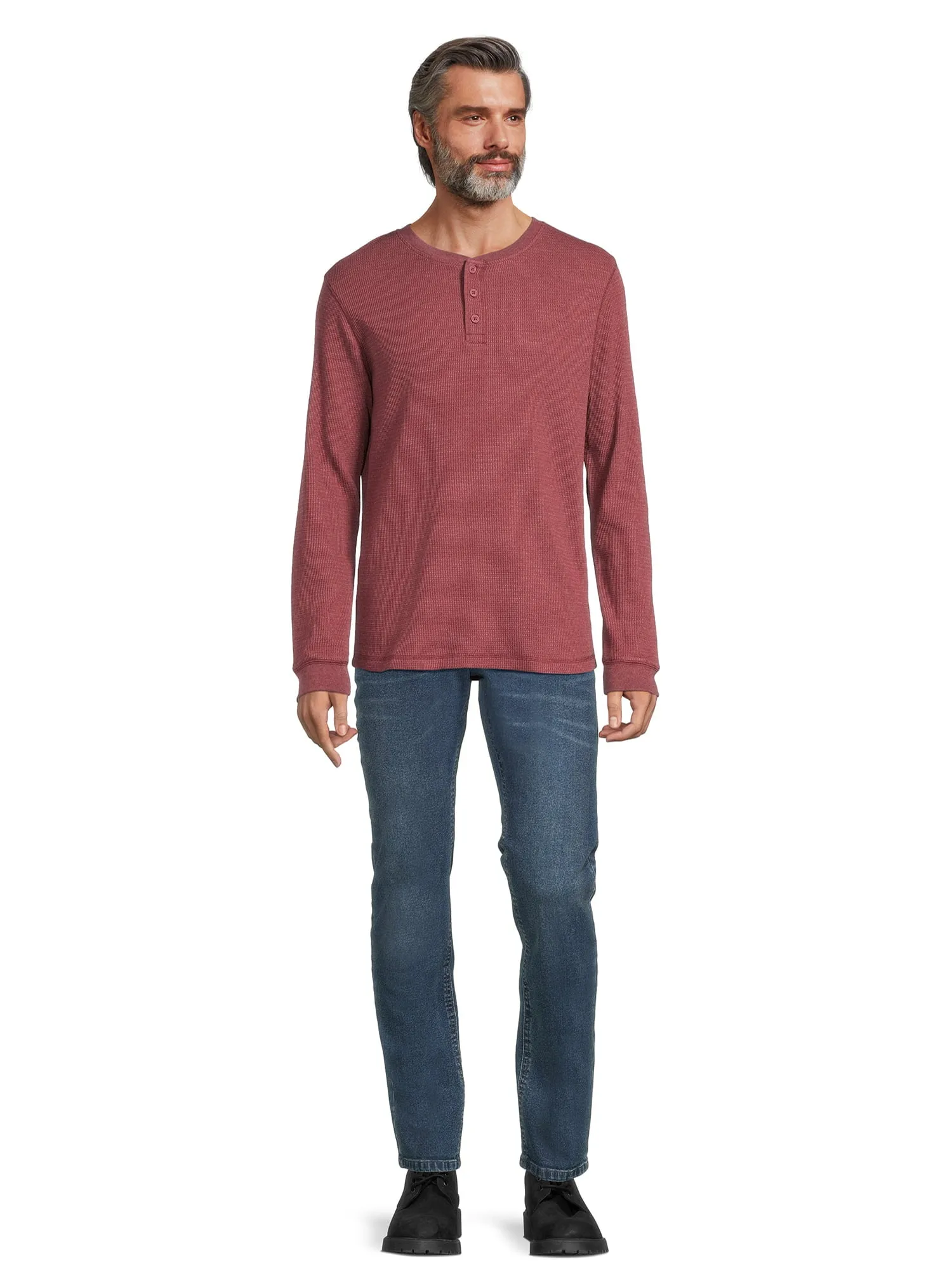 George Men's Thermal Henley Shirt with Long Sleeves, Sizes XS-5XL