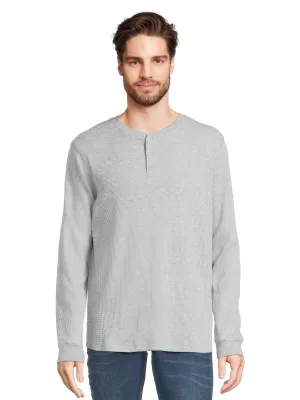 George Men's Thermal Henley Shirt with Long Sleeves, Sizes XS-5XL