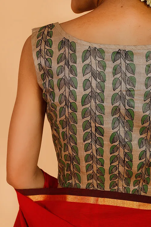 Gubbaro Handpainted Madhubani Sunflower Blouse-1