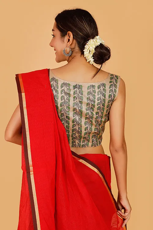 Gubbaro Handpainted Madhubani Sunflower Blouse-1