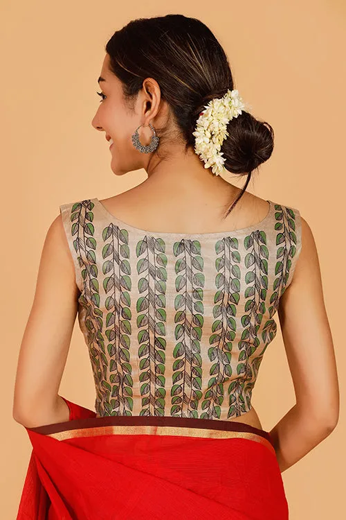 Gubbaro Handpainted Madhubani Sunflower Blouse-1