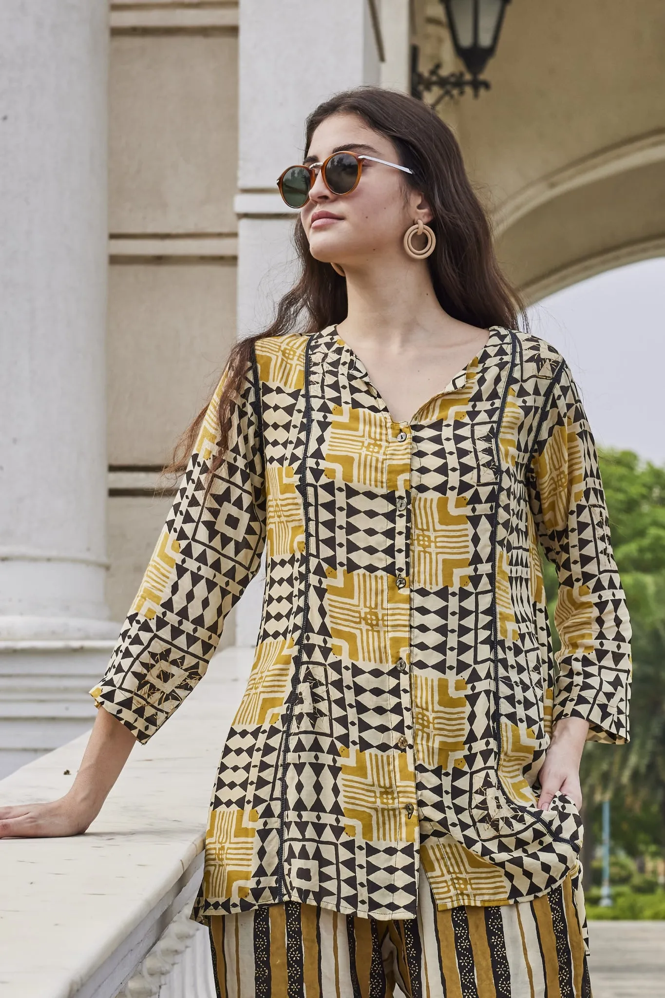 Hand-Printed Muslin Shirt