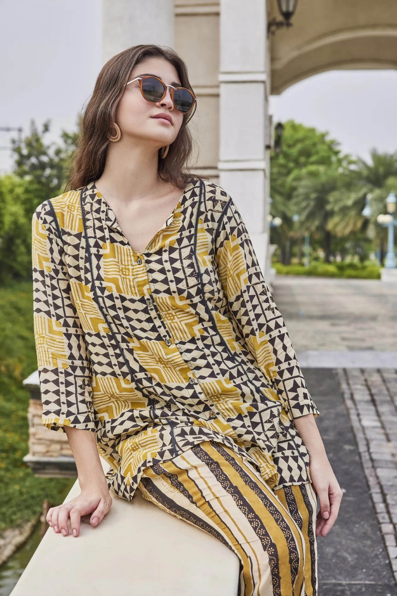 Hand-Printed Muslin Shirt