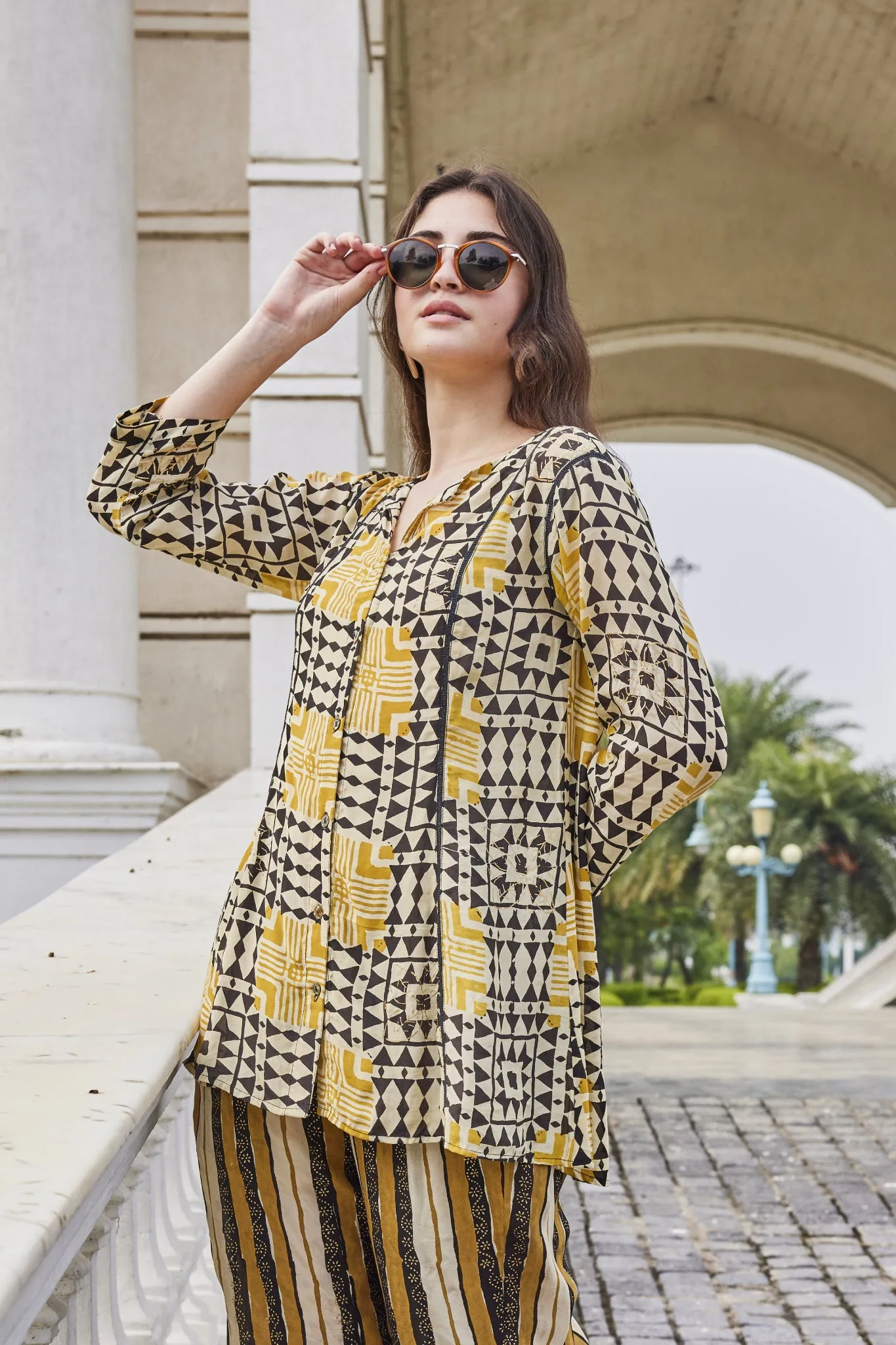 Hand-Printed Muslin Shirt