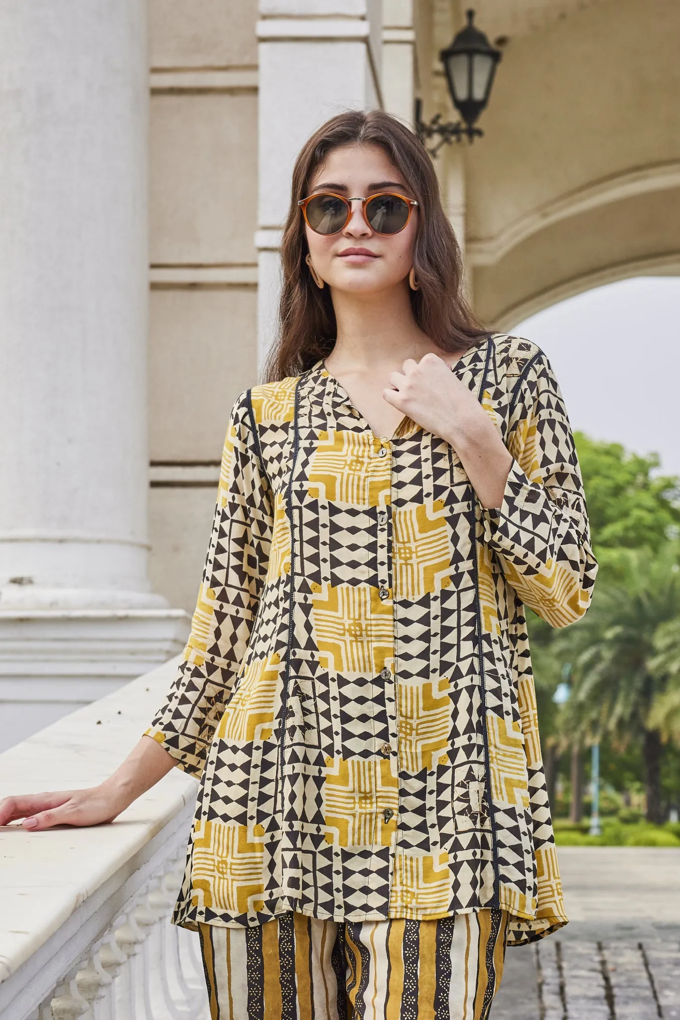 Hand-Printed Muslin Shirt
