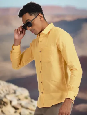 Harvey - Pure Linen Full Sleeve Shirt - Spectra Yellow