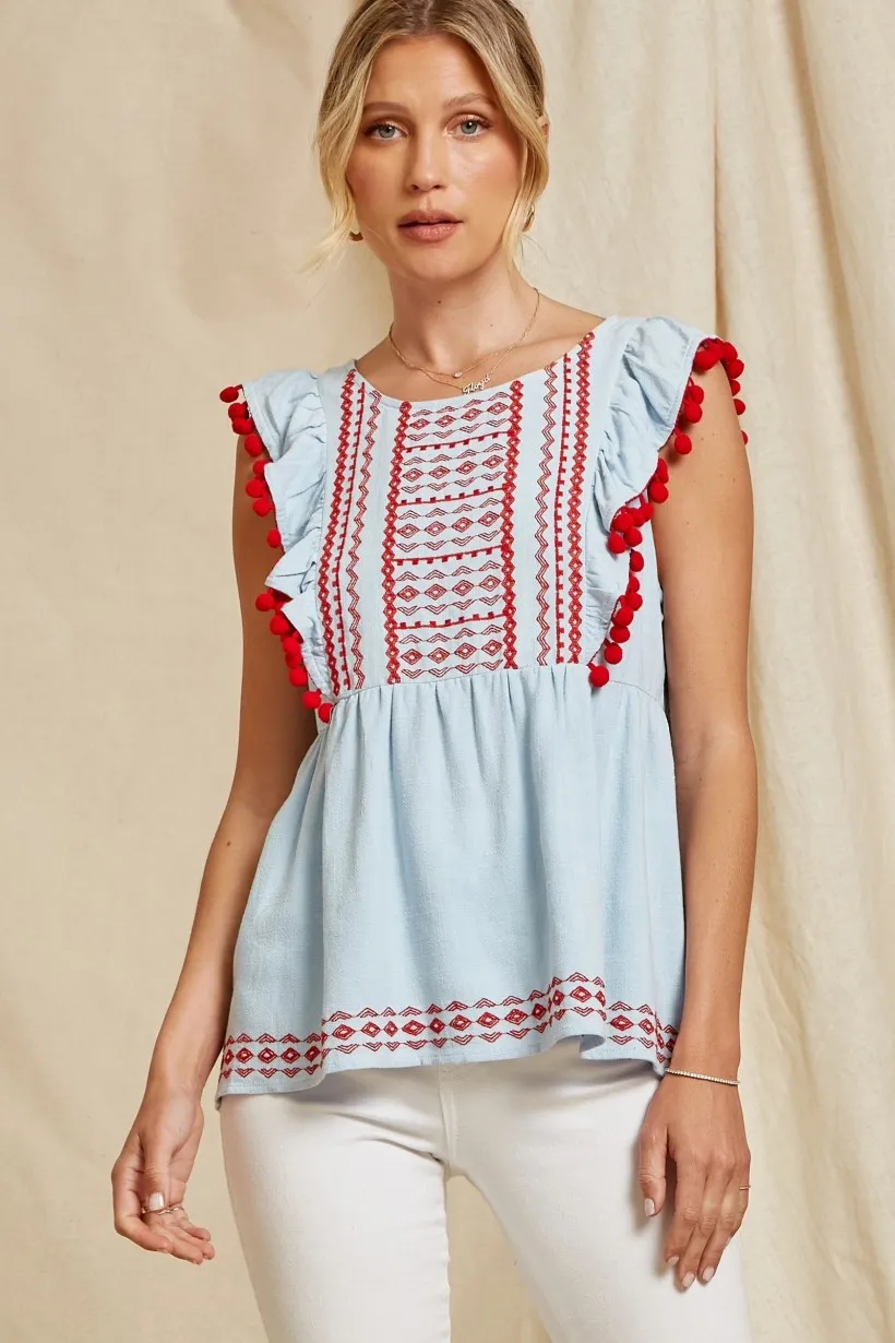 Hop to It Embroidered Top