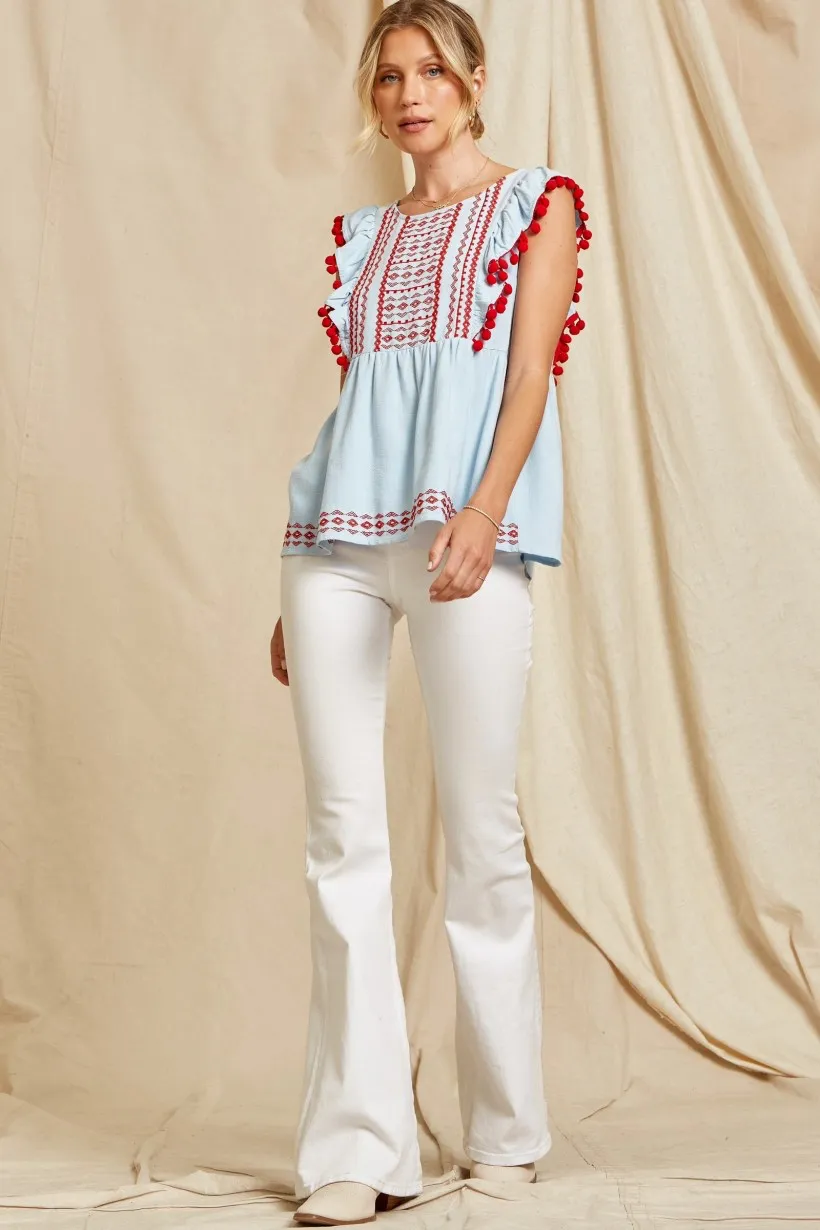 Hop to It Embroidered Top