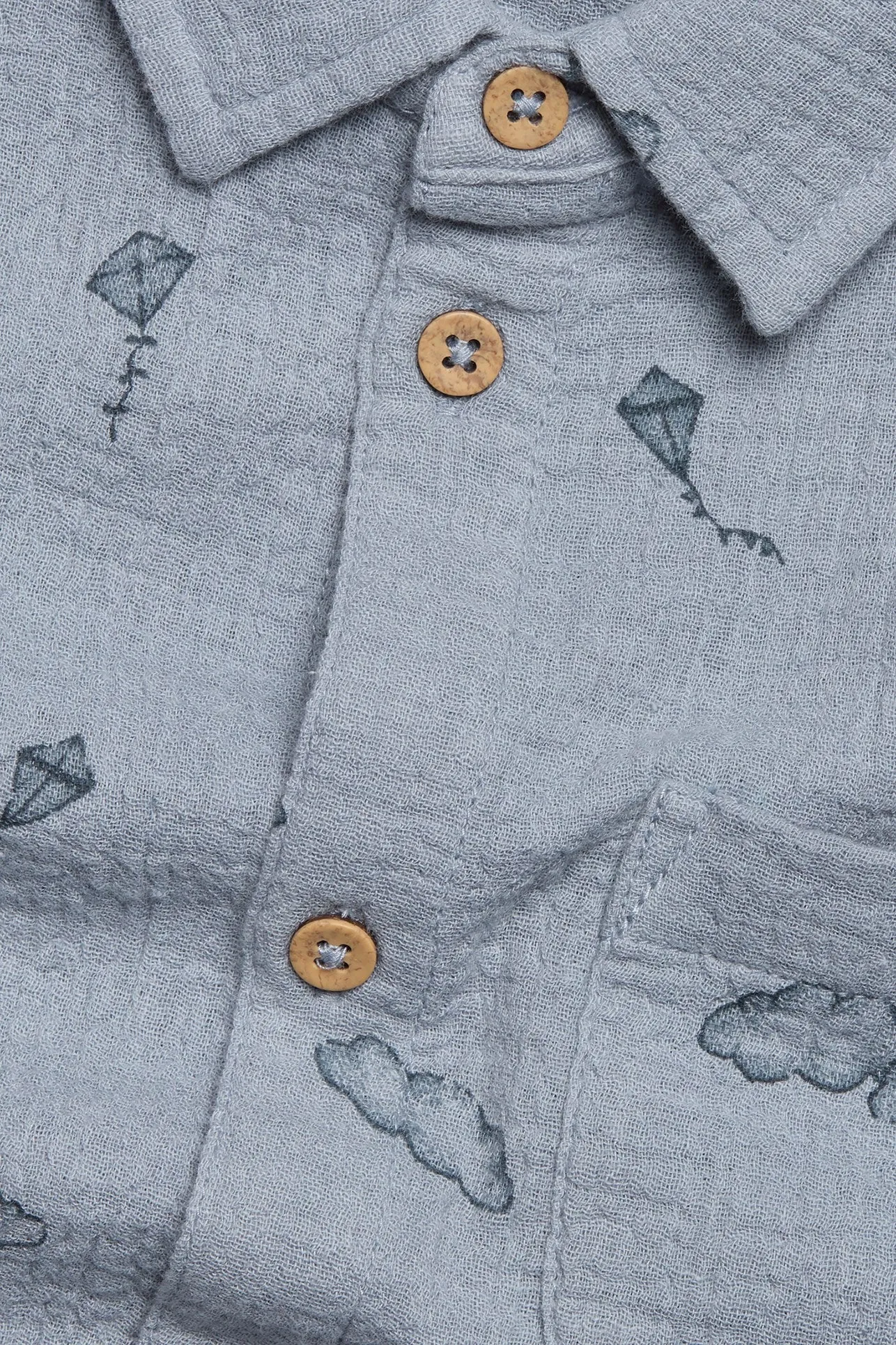 Kids blue cotton muslin kite shirt