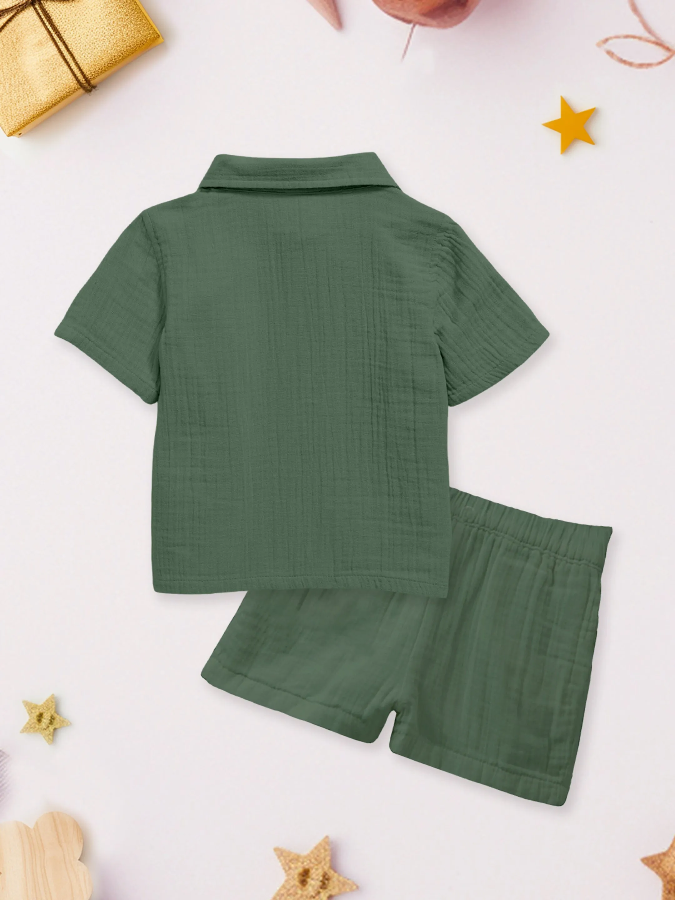 Light Linen Shirt & Pant Dark Green Co-ord Set