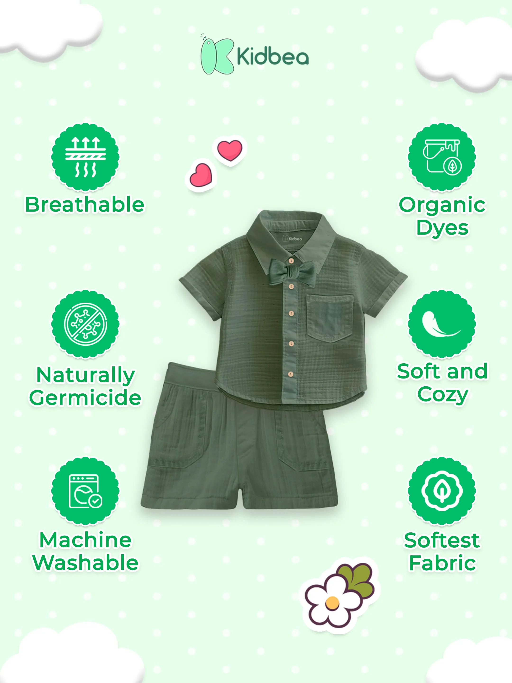 Light Linen Shirt & Pant Dark Green Co-ord Set