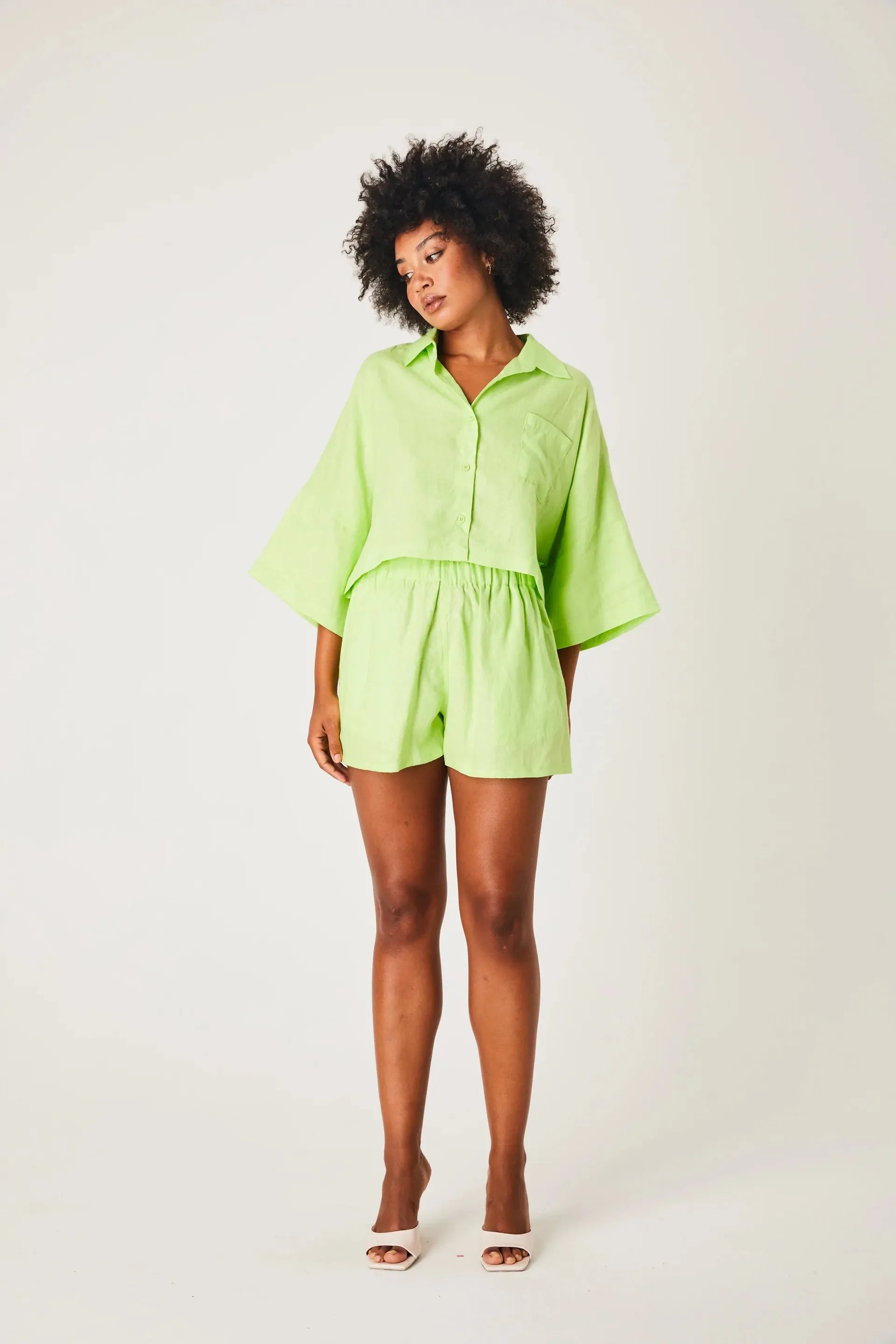 Linen Cropped Shirt- Splice