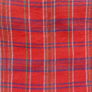 Linen Red Check Fabric 7376