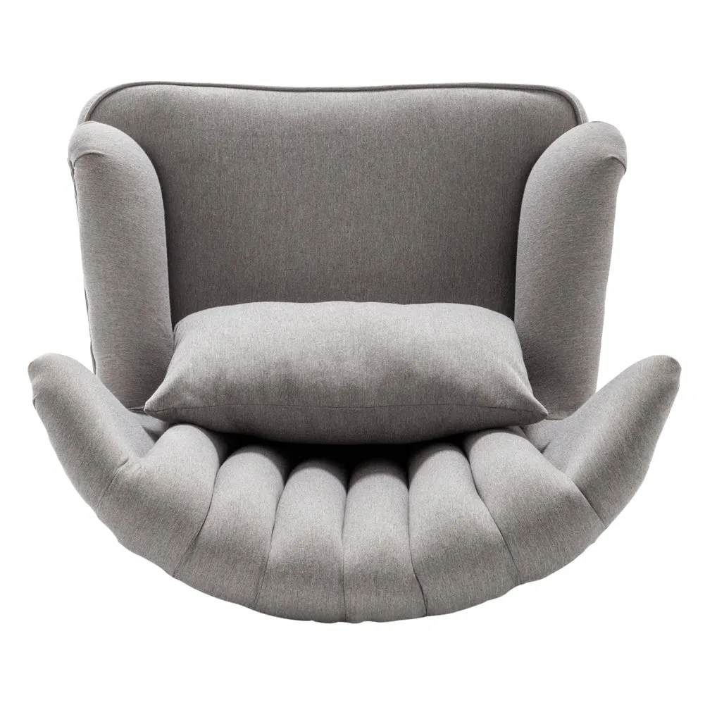 Living Room Linen Lounge Chair Grey Padded Armchair with Footstool