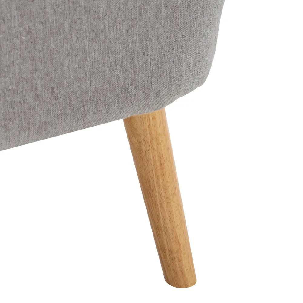 Living Room Linen Lounge Chair Grey Padded Armchair with Footstool