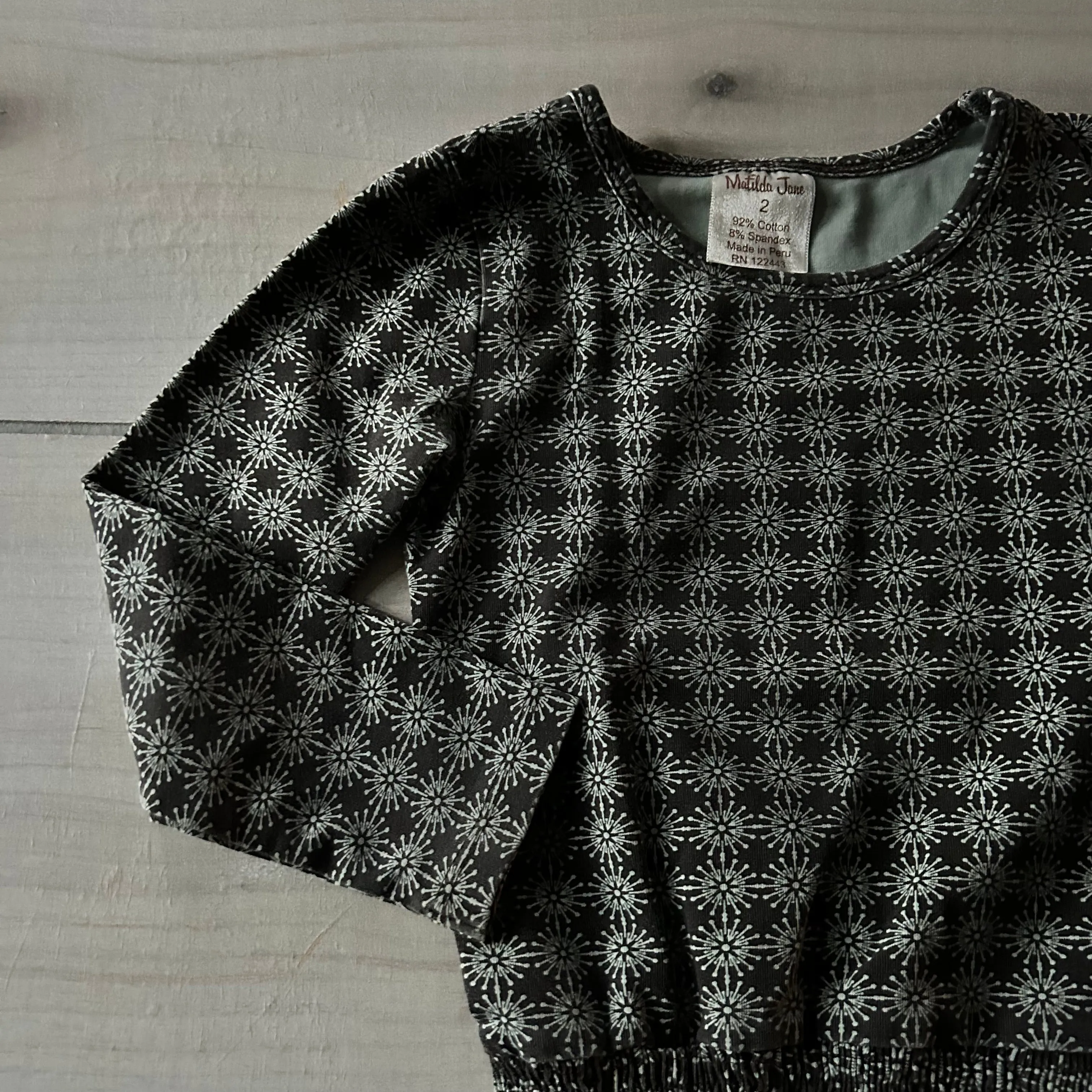 Matilda Jane Brown Teal Shirred Bottom Shirt