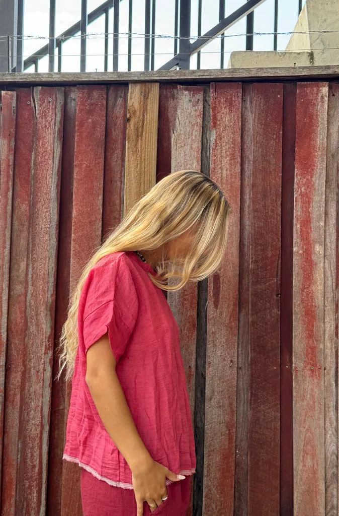 Muse Gauze Tee in Rose