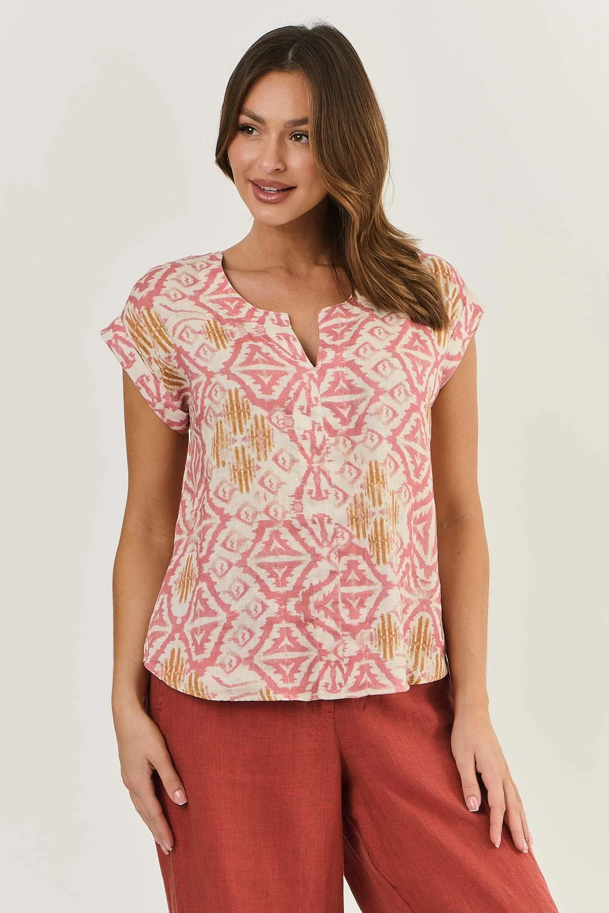 Naturals by O & J Linen V Tee - Ikat (GA373)