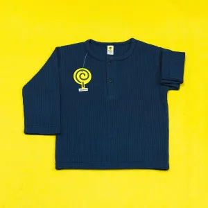 Navy Waffle-knit Henley