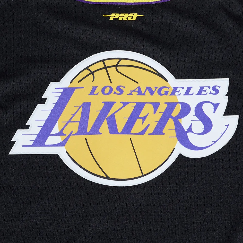 NBA LOS ANGELES LAKERS LEBRON JAMES #23 MEN'S MESH BUTTON DOWN SHIRT (BLACK/PURPLE/YELLOW)