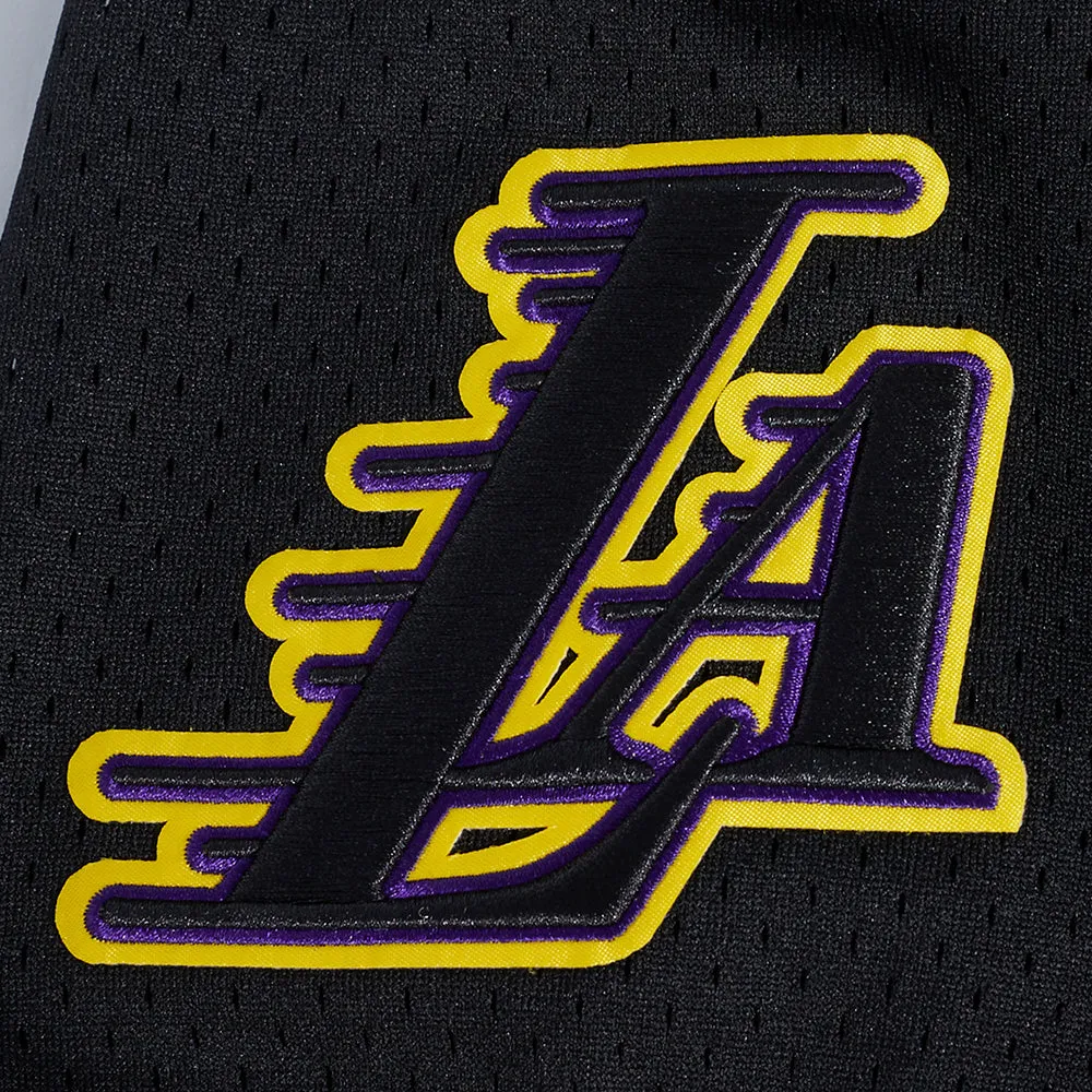 NBA LOS ANGELES LAKERS LEBRON JAMES #23 MEN'S MESH BUTTON DOWN SHIRT (BLACK/PURPLE/YELLOW)