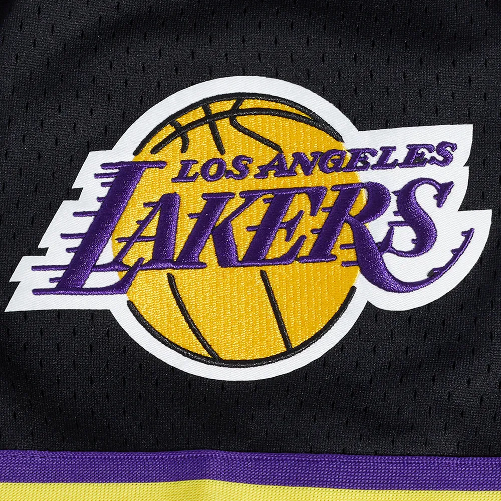 NBA LOS ANGELES LAKERS LEBRON JAMES #23 MEN'S MESH BUTTON DOWN SHIRT (BLACK/PURPLE/YELLOW)