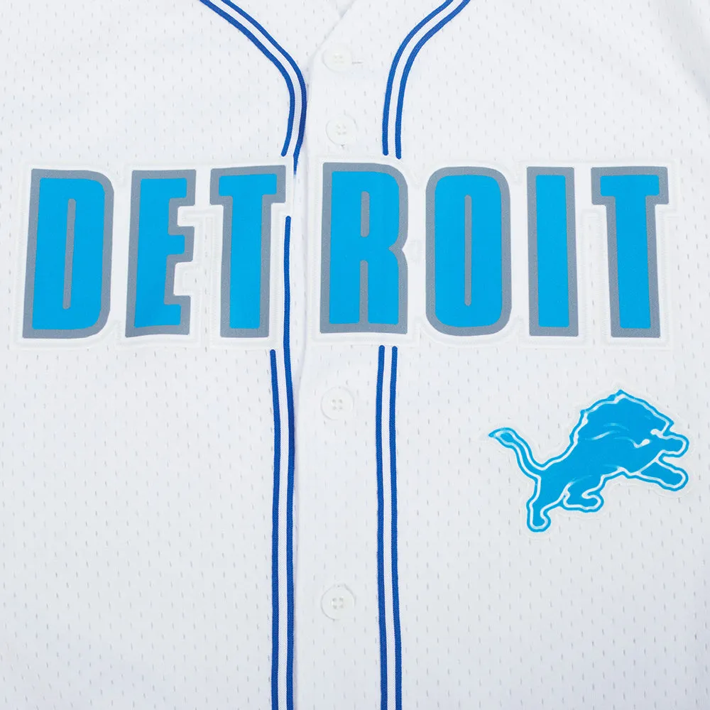 NFL DETROIT LIONS CLASSIC MEN'S MESH BUTTON DOWN SHIRT (WHITE/ROYAL BLUE)