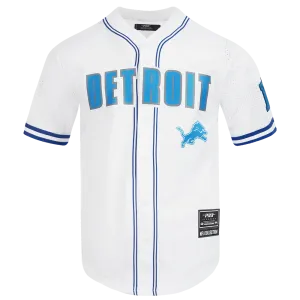 NFL DETROIT LIONS CLASSIC MEN'S MESH BUTTON DOWN SHIRT (WHITE/ROYAL BLUE)