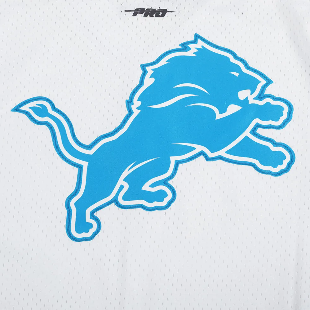 NFL DETROIT LIONS CLASSIC MEN'S MESH BUTTON DOWN SHIRT (WHITE/ROYAL BLUE)