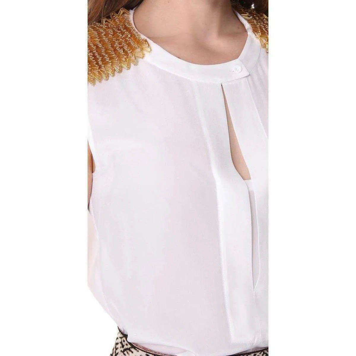 Oakley Embellished Shoulder Silk Top