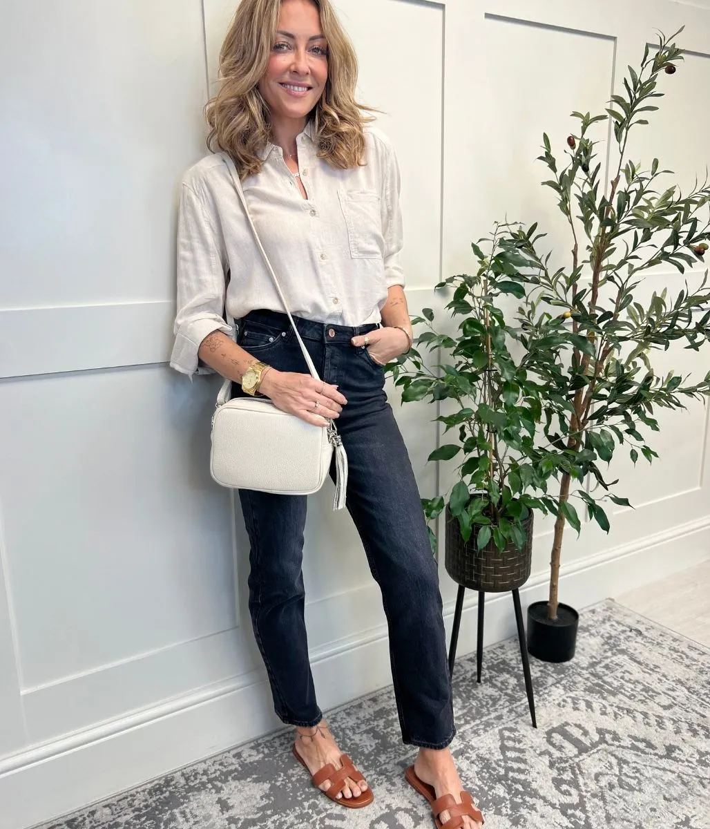Oatmeal Linen Blend Boxy Shirt 22