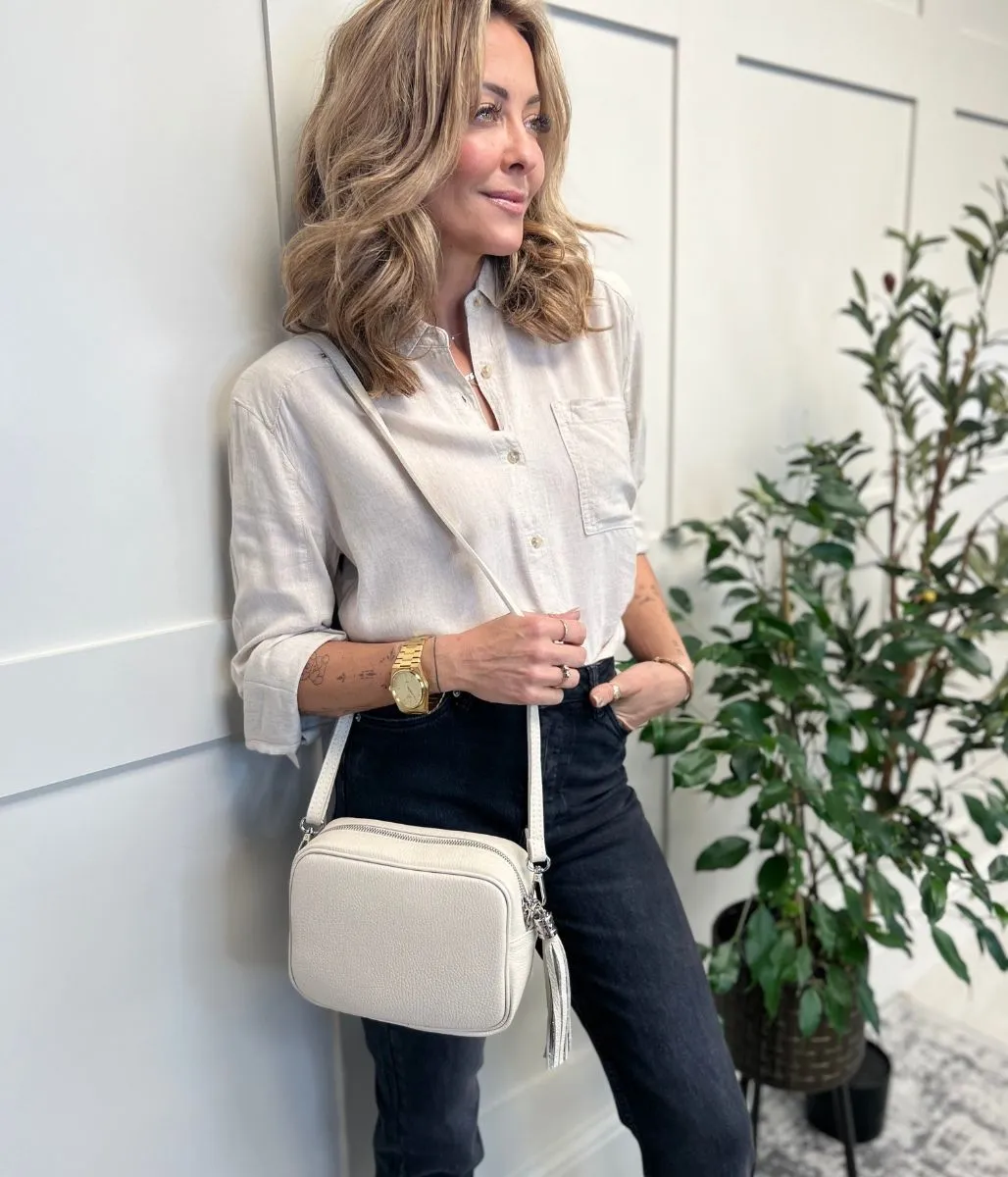 Oatmeal Linen Blend Boxy Shirt 22