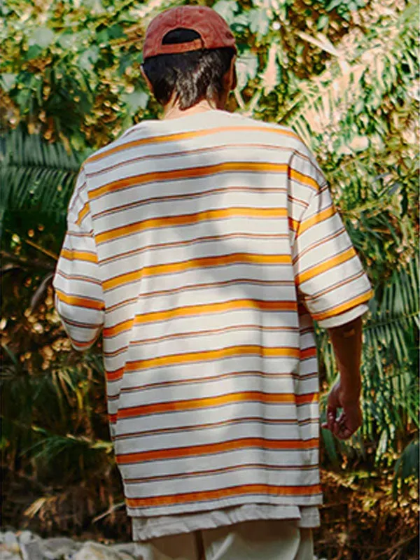 Orange Oversized Striped T-Shirt