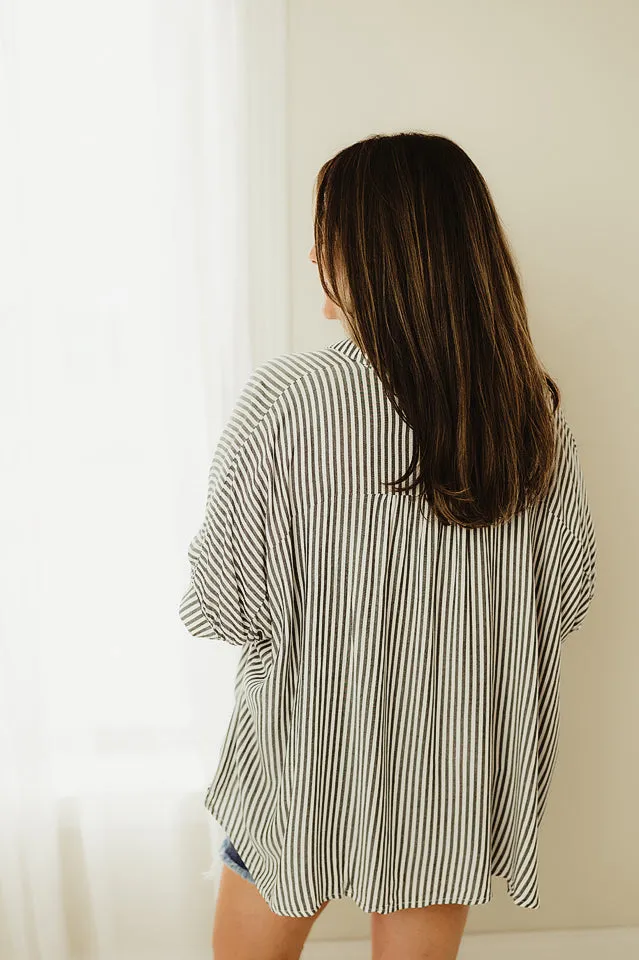 Oversized Striped Button Up Shirt