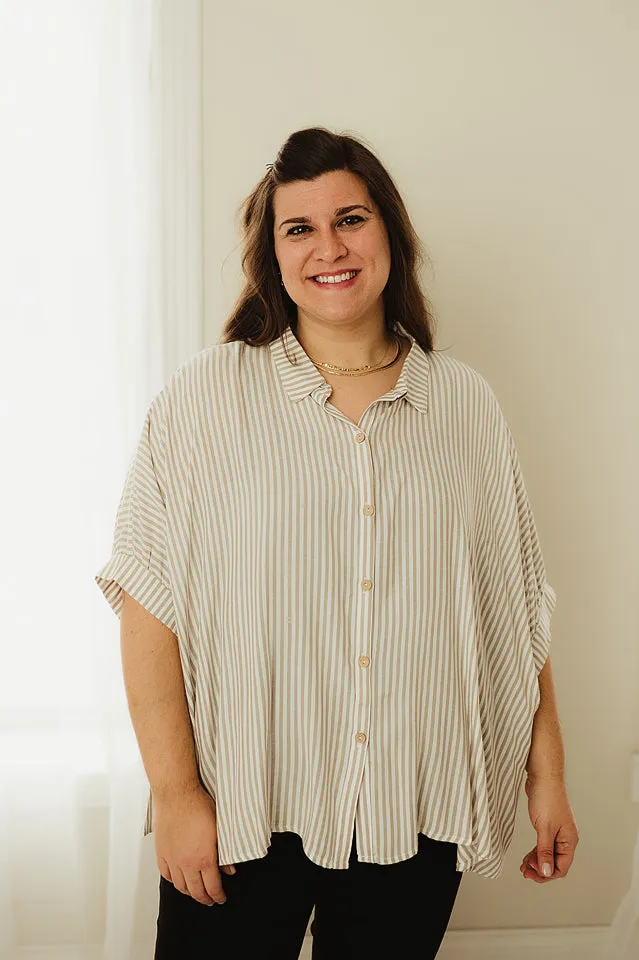 Oversized Striped Button Up Shirt