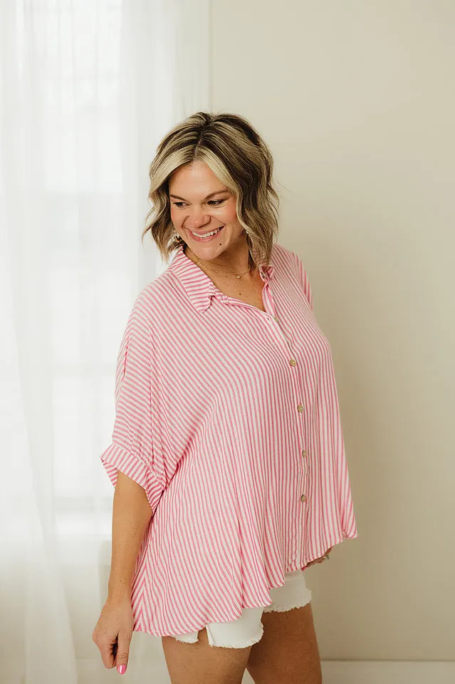 Oversized Striped Button Up Shirt
