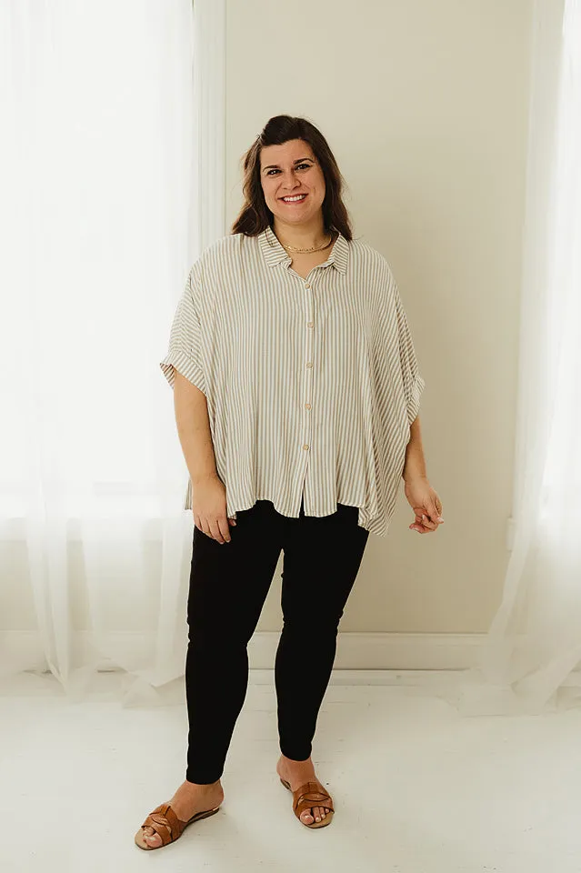 Oversized Striped Button Up Shirt
