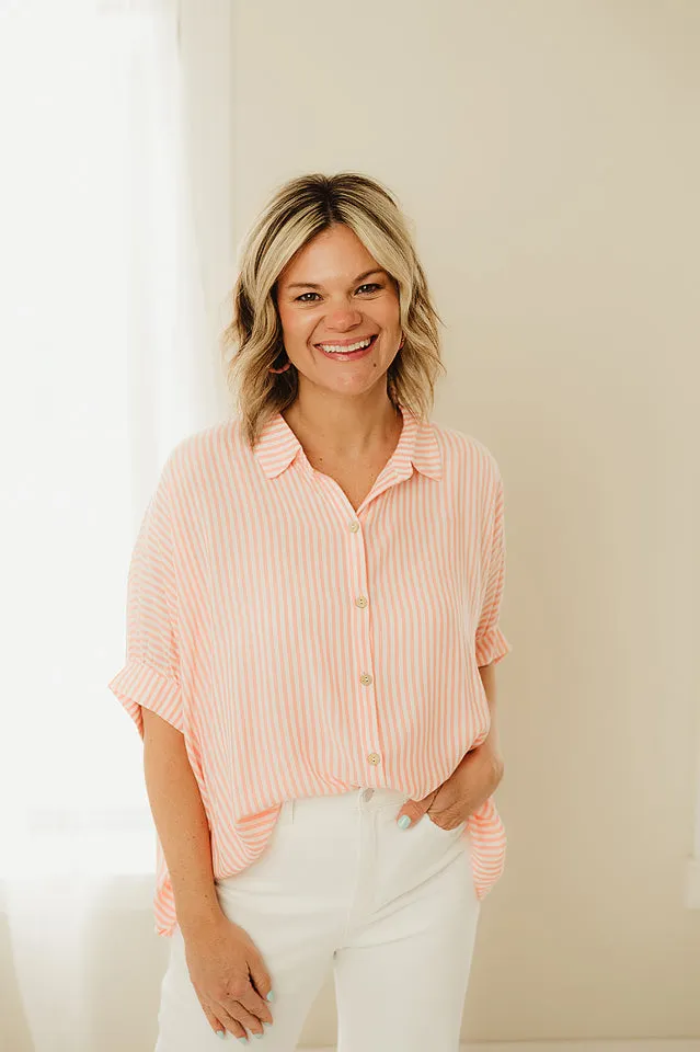 Oversized Striped Button Up Shirt
