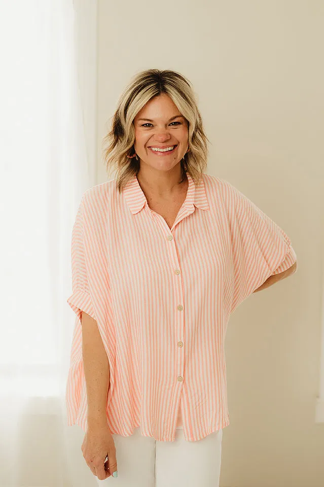Oversized Striped Button Up Shirt