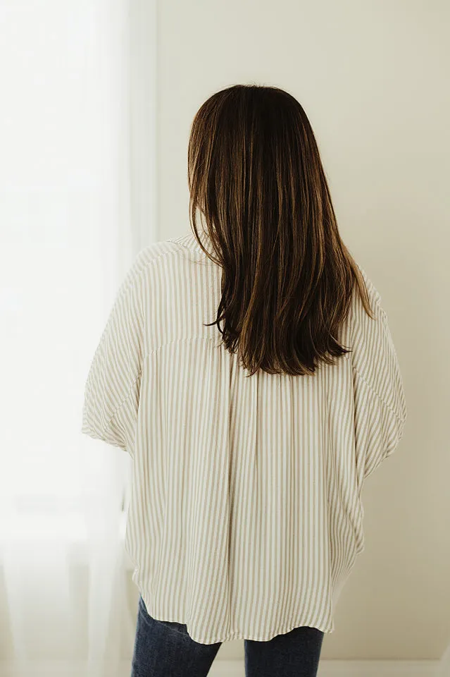 Oversized Striped Button Up Shirt
