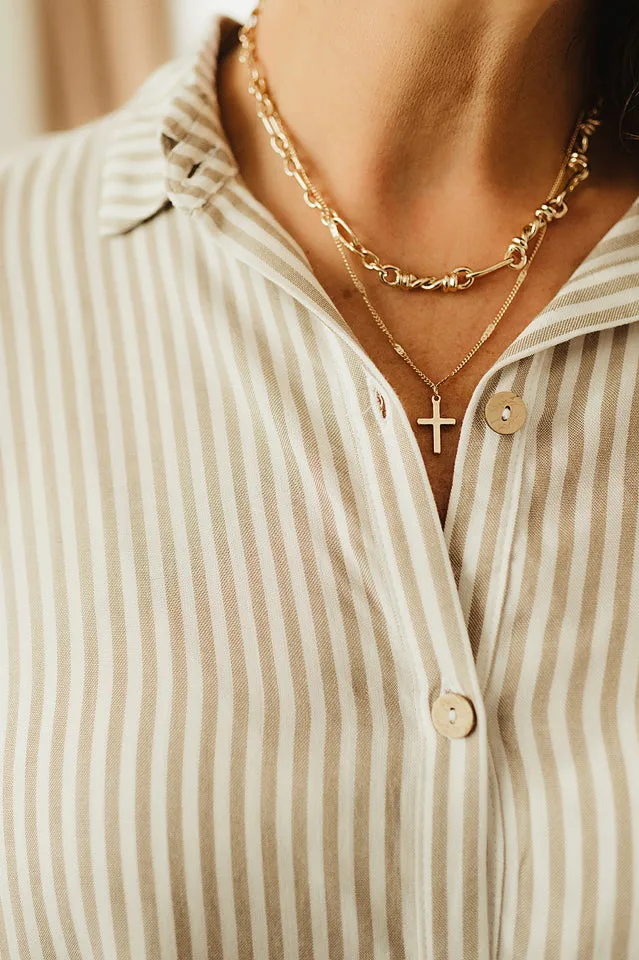 Oversized Striped Button Up Shirt
