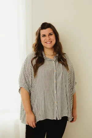 Oversized Striped Button Up Shirt