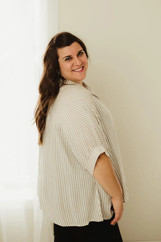 Oversized Striped Button Up Shirt