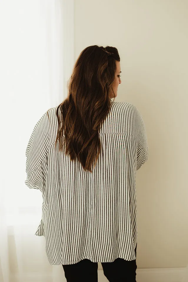 Oversized Striped Button Up Shirt