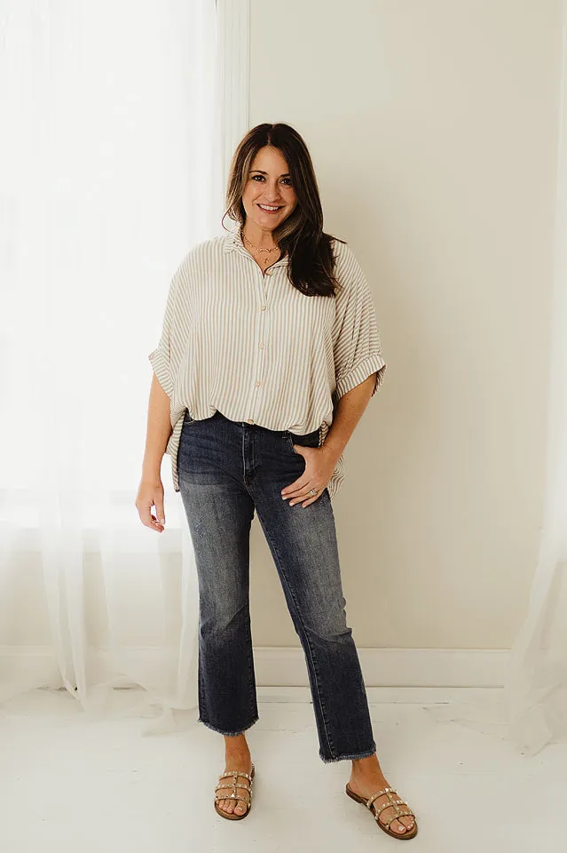 Oversized Striped Button Up Shirt