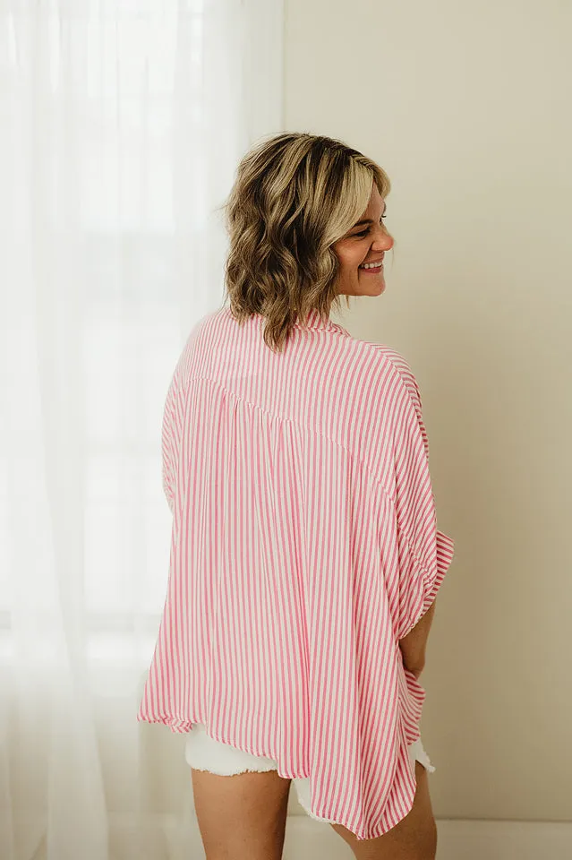 Oversized Striped Button Up Shirt