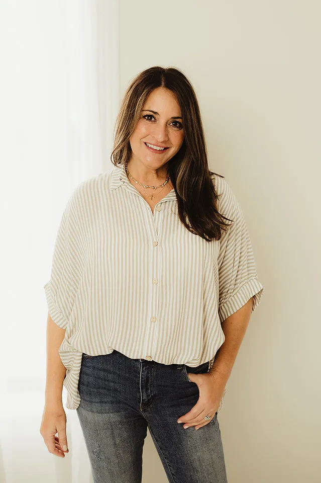 Oversized Striped Button Up Shirt