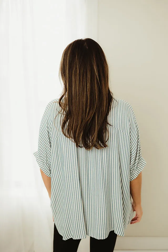 Oversized Striped Button Up Shirt