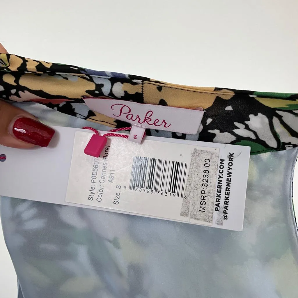 Parker women's Halter Tank Kenna Floral Print Blouse Wrap Top Multicolor Sz S