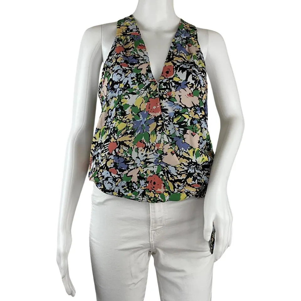 Parker women's Halter Tank Kenna Floral Print Blouse Wrap Top Multicolor Sz S